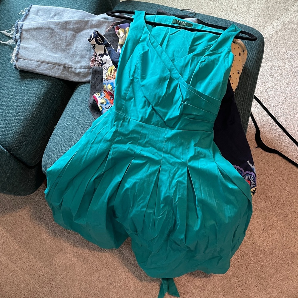 Ralph Lauren sleeveless teal dress size 8